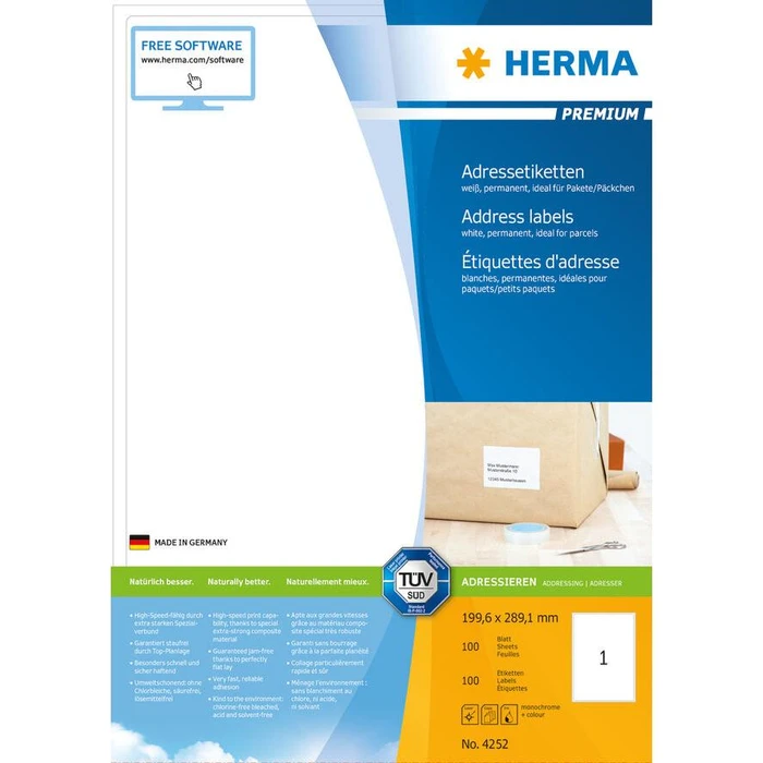 Ετικέτες Herma address labels A4 White 199,6x289,1 mm 100 pcs