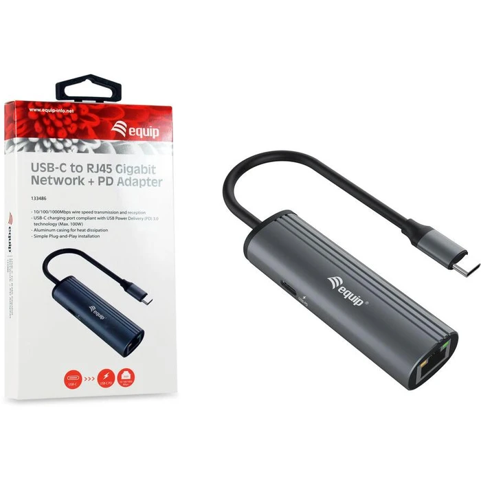 Αντάπτορας Δικτύου USB-C Equip -> RJ45 10/100/1000 +PD 0.15m gr