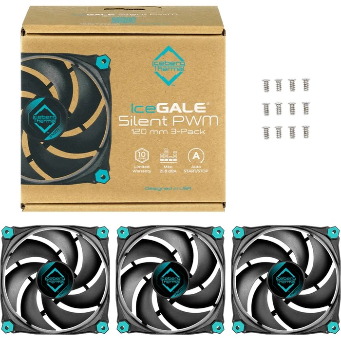 Case Fan 12cm Iceberg Thermal IceGALE Silent PWM-Black (3-pack)
