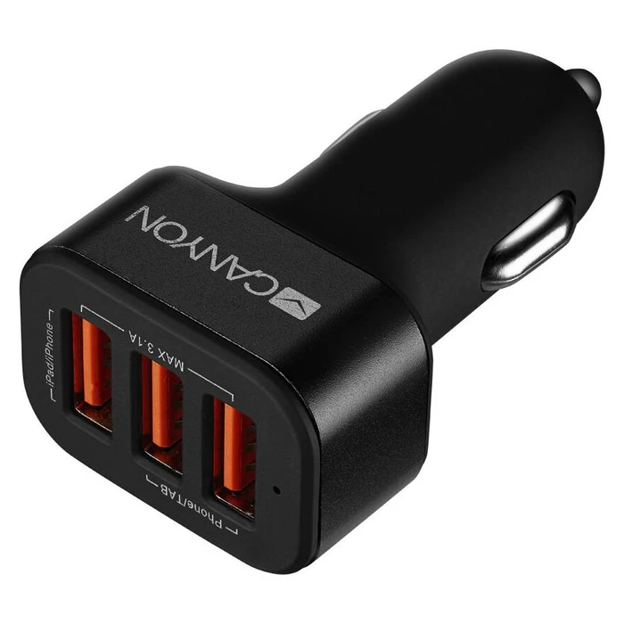 Φορτιστής Αυτοκινήτου Canyon 3Port 3.1A,3xUSB-A black