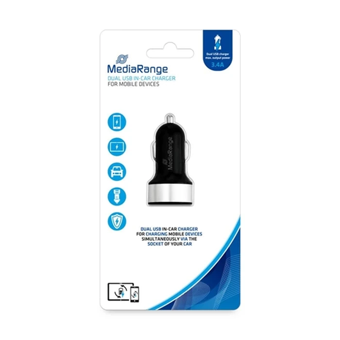 Φορτιστής Αυτοκινήτου MediaRange 2 USB outputs 3.4A Black/silber
