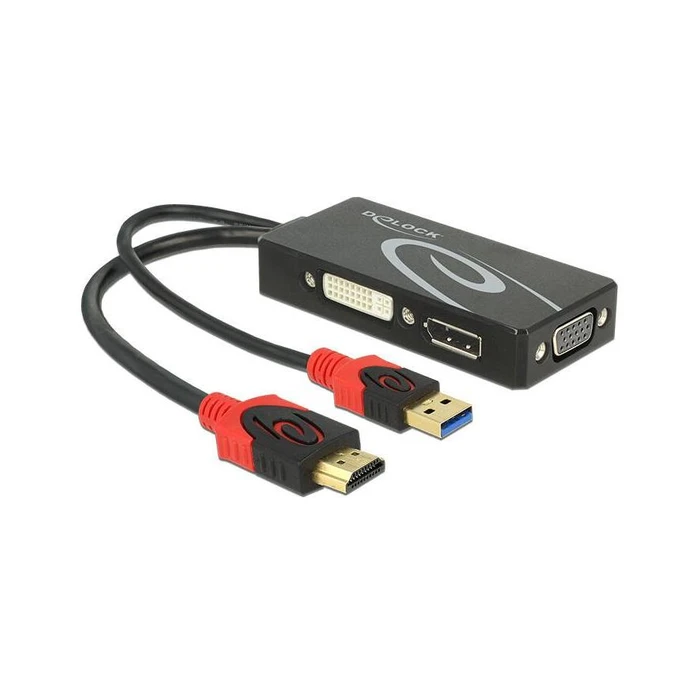 Αντάπτορας HDMI Delock to DVI(24+5)/VGA/Displayport 4K Black