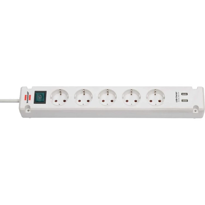 Πολύπριζο με USB Brennenstuhl Bremounta 5fach+USB white 3m