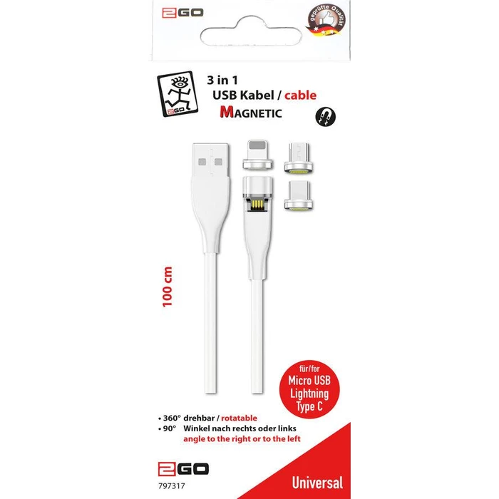 Καλώδιο USB 2GO 3in1 Magnetic for Micro USB, Lightning