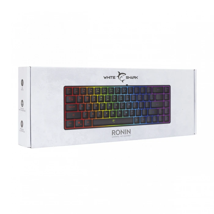 Gaming Πληκτρολόγιο Ενσύρματο White Shark RGB Gaming MEMBRANE RONIN Black