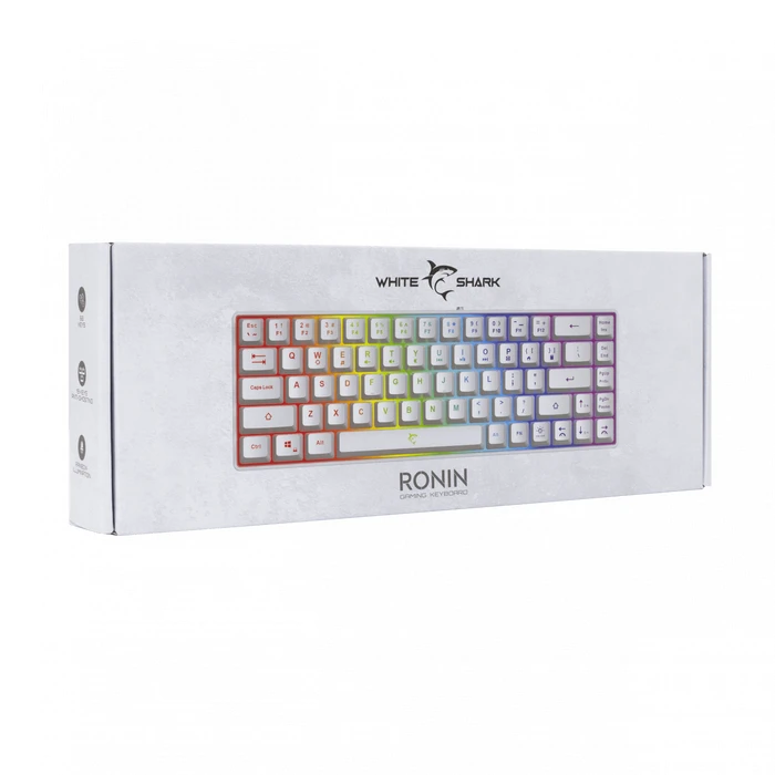 Gaming Πληκτρολόγιο Ενσύρματο White Shark RGB Gaming MEMBRANE RONIN WHITE