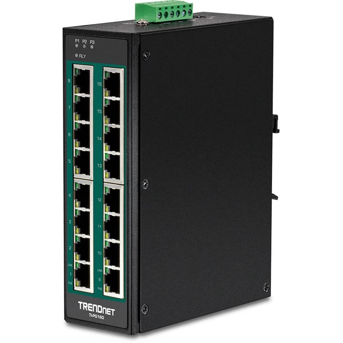 Network Switch Trendnet 16-Port Industrial Gigabit PoE+ DIN-Rail