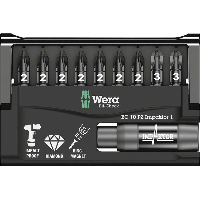 Σετ Μύτες Wera Bit-Check 10 PZ Impaktor 1