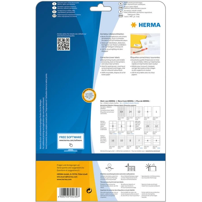 Ετικέτες Herma A4 White 210x297 mm opaque 25 pcs.
