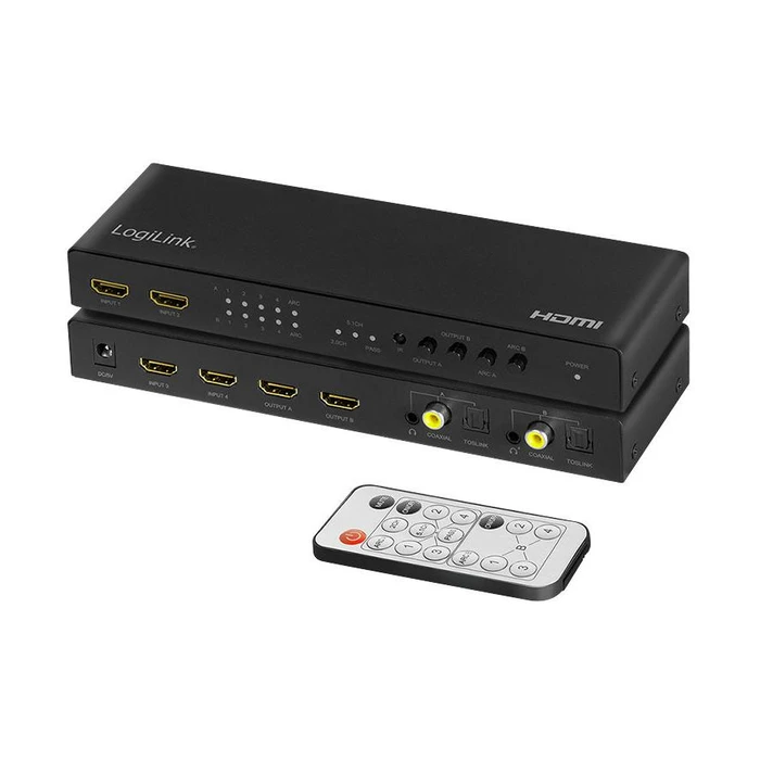HDMI Switch LogiLink Matrix 4x2-Port, 4K/60Hz,Scaler,HDR,ARC