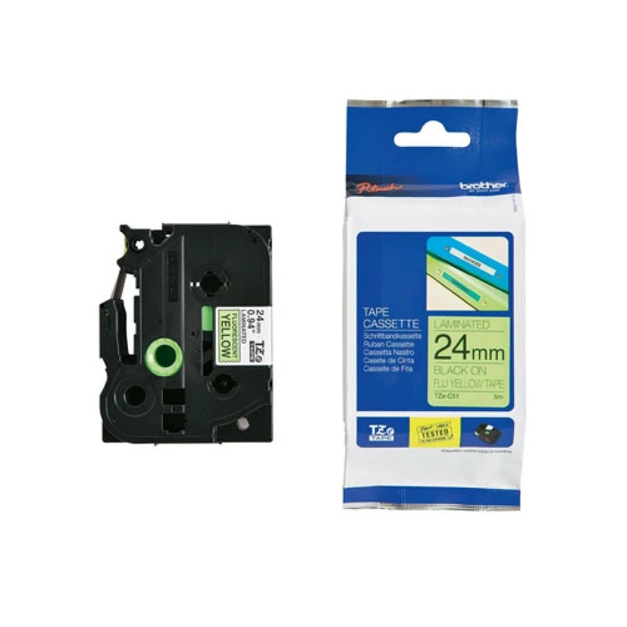 Ταινία Ετικετογράφου Brother P-Touch TZe-C51 - 24mm x 5m - Black on Yellow