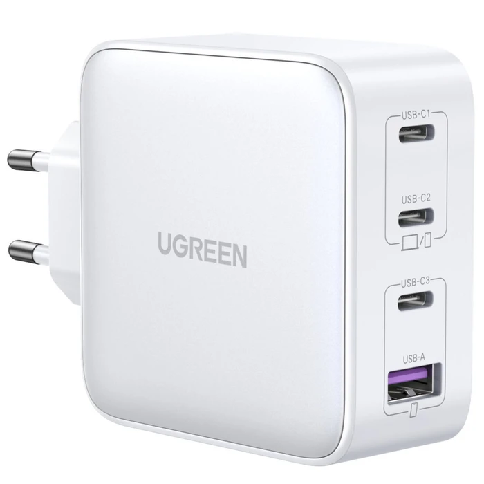 Φορτιστής Πρίζας Ugreen USB-A+3xUSB-C 100W GaN Tech Fast EU White