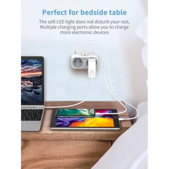 Ταφ Tessan 4 IN 1 WALL SOCKET 2xSCHUKO, 1xUSB-C,1xUSB