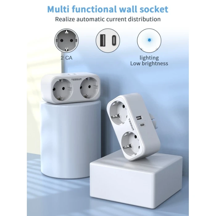 Ταφ Tessan 4 IN 1 WALL SOCKET 2xSCHUKO, 1xUSB-C,1xUSB