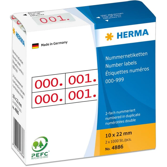 Ετικέτες Herma numerics. doppelt selbstkl. 10x22 mm imprint red