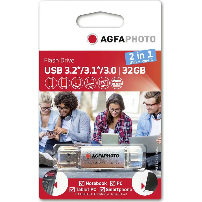 USB Flash 32GB AgfaPhoto USB 3.0 2in1 USB-TypeC