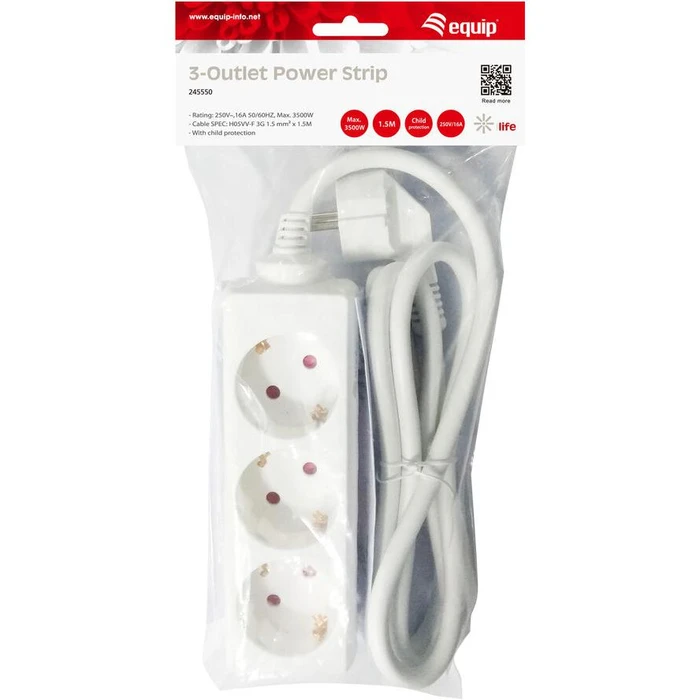 Πολύπριζο Equip 3-way Schuko 1,5m cable