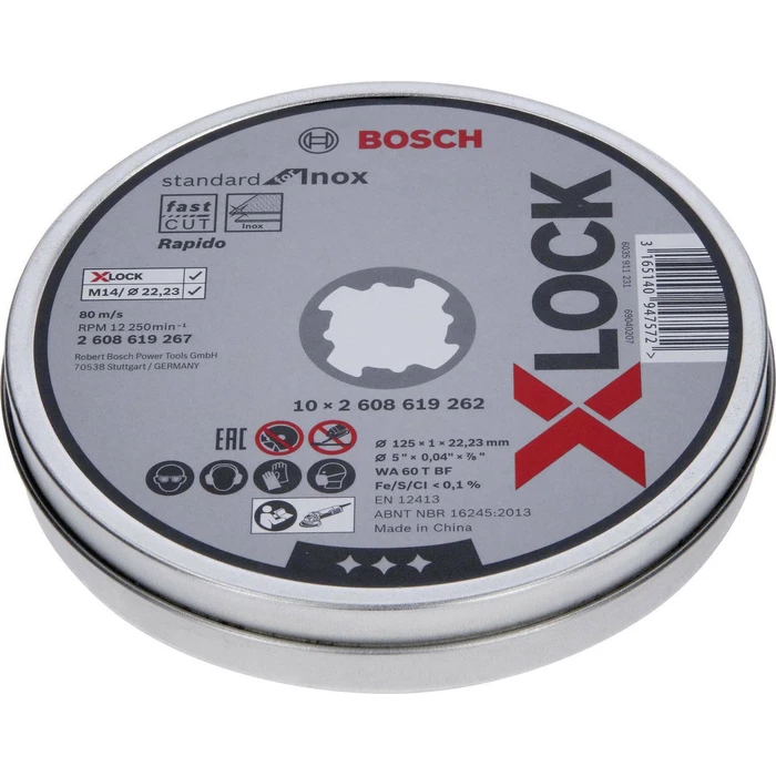 Δίσκοι Κοπής Bosch X-LOCK Cutting Disc Set 10x125x1mm Std Inox