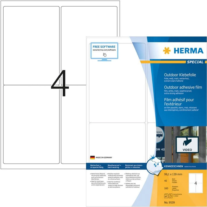 Ετικέτες Herma A4 Outdoor adhesive White 99,1x139 mm 160 pcs