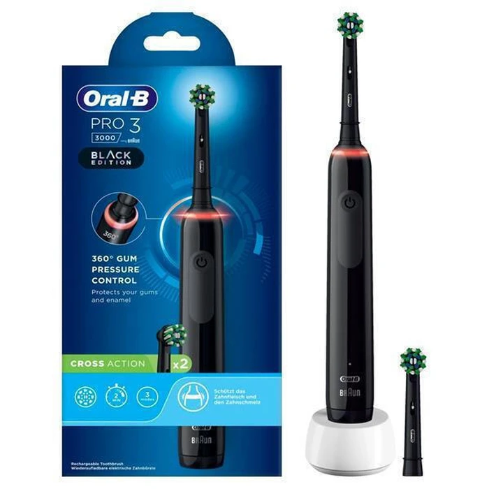 Ηλεκτρική Οδοντόβουρτσα Oral-B PRO 3 3000 Cross Action Black Edition JAS 22