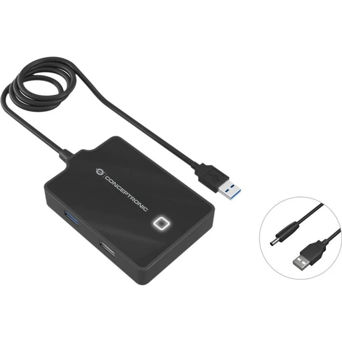 USB Hub Conceptronic 4-Port 3.0 ->1x3.0 3x2.0 o.power supply black