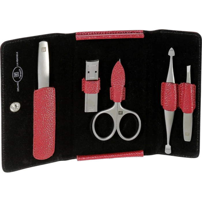 Αξεσουάρ Νυχιών Zwilling TWINOX Asian Competence Neat's leather case, red, 5 pc.