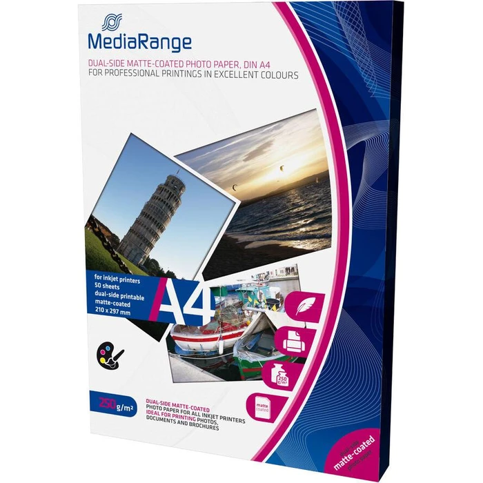 Φωτογραφικό Χαρτί MediaRange matt coated A4 250g 50 sheets Dual