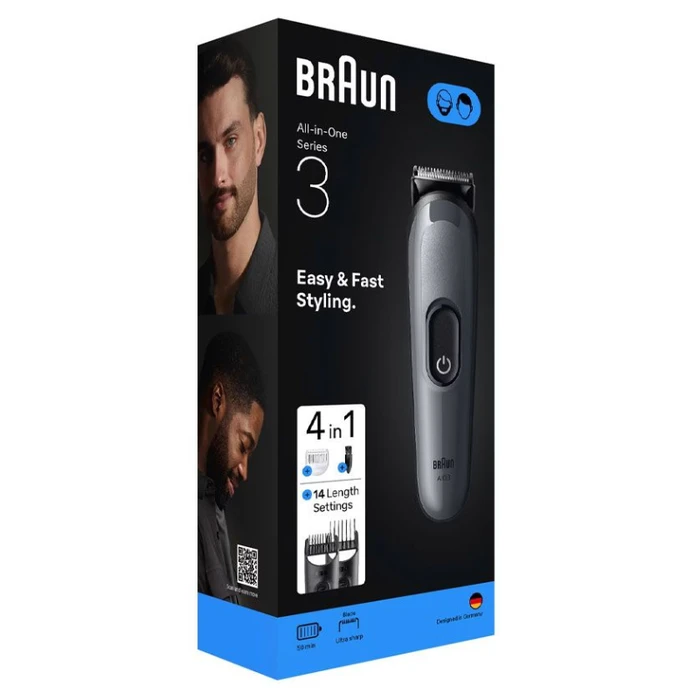 Braun Series 3 AIO3500 Ξυριστική Μηχανή Σώματος / Πρόσωπο Επαναφορτιζόμενη