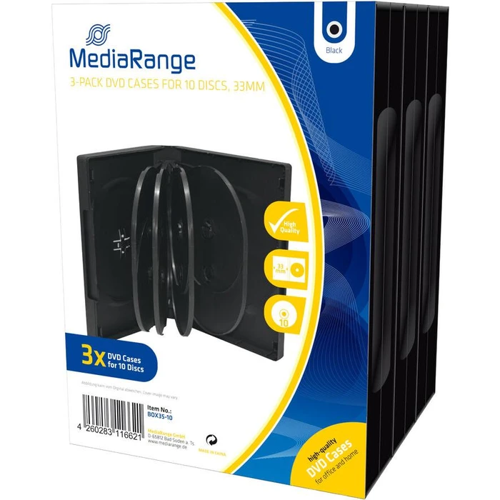Θήκη DVD MediaRange for 10 Dics 33mm Black 3pcs
