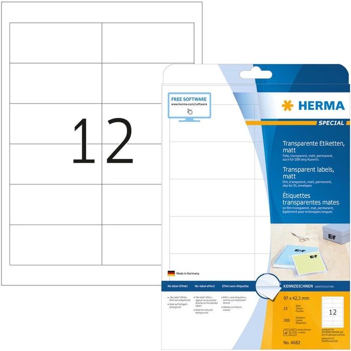 Ετικέτες Herma labels transp. matt A4 97x42,3 mm foil 300 pcs