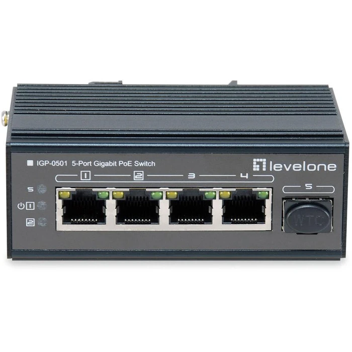 Network Switch LevelOne 5x GE IGP-0501 4xGE 1xGSFP 4xPoE+
