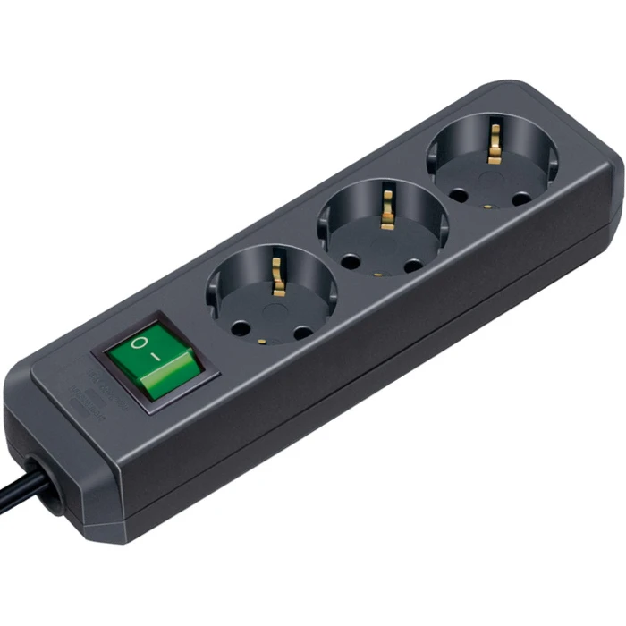 Πολύπριζο Brennenstuhl ECO-Line 3 fold black 1,5m + switch