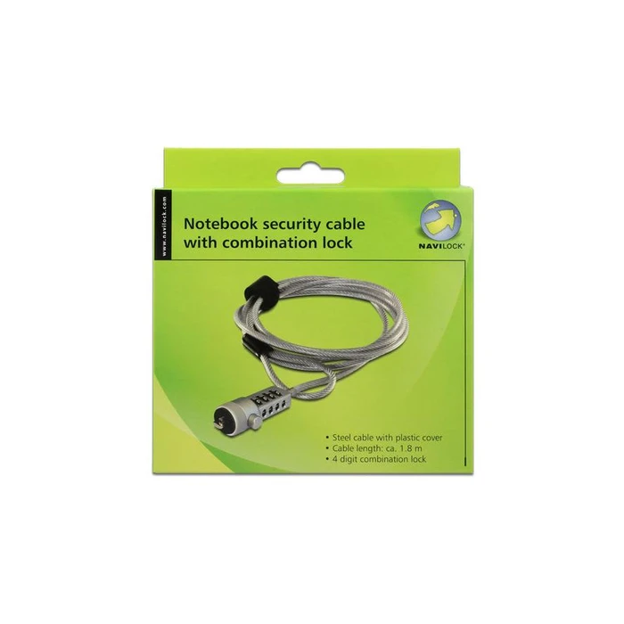 Κλειδαριά Laptop Navilock with combination lock 1.80m silver