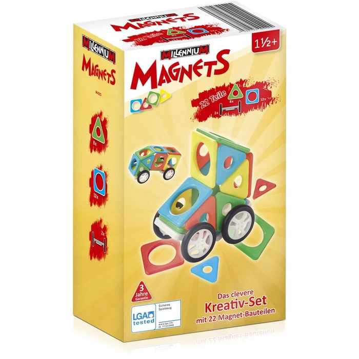 Millennium Magnets Cars, 8 triangles, 12 squares, 2 wheels