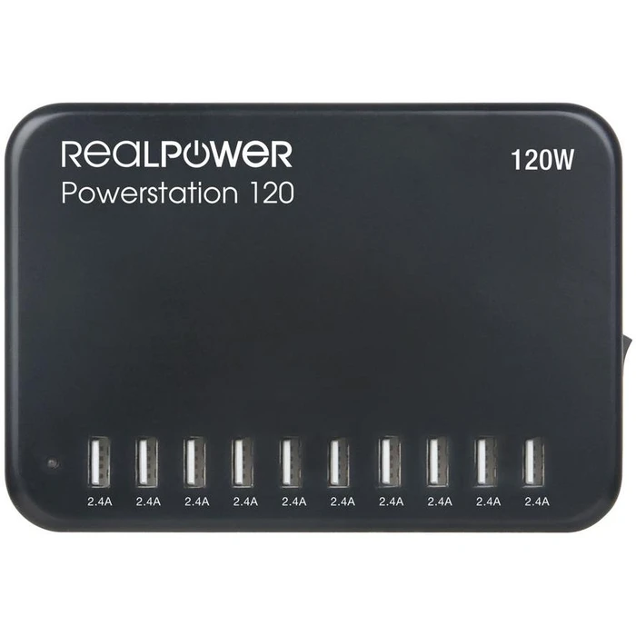 Βάση Φόρτισης RealPower Power Station 120W (10 USB-Ports) Black