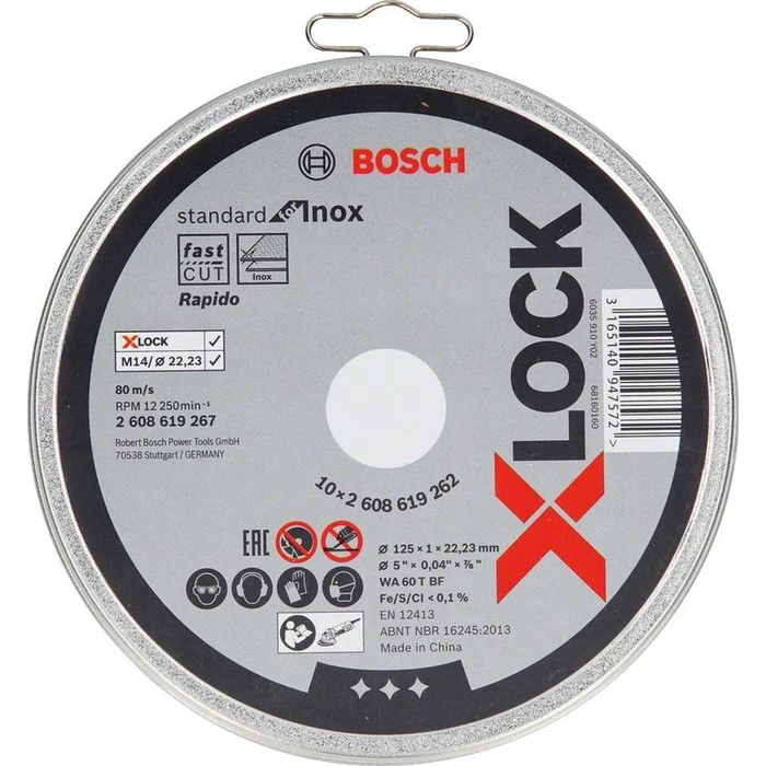 Δίσκοι Κοπής Bosch X-LOCK Cutting Disc Set 10x125x1mm Std Inox