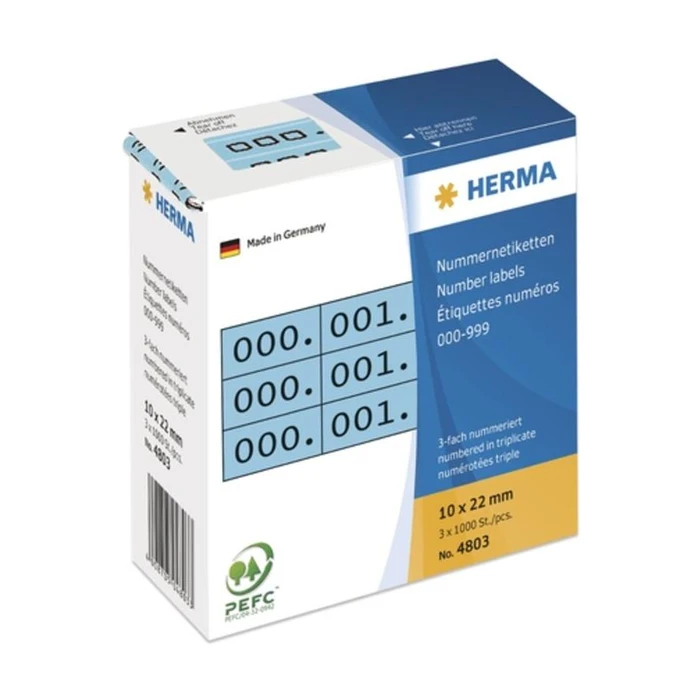 Ετικέτες Herma numerics. 3x self-adhesive 10x22 mm Blue/Black