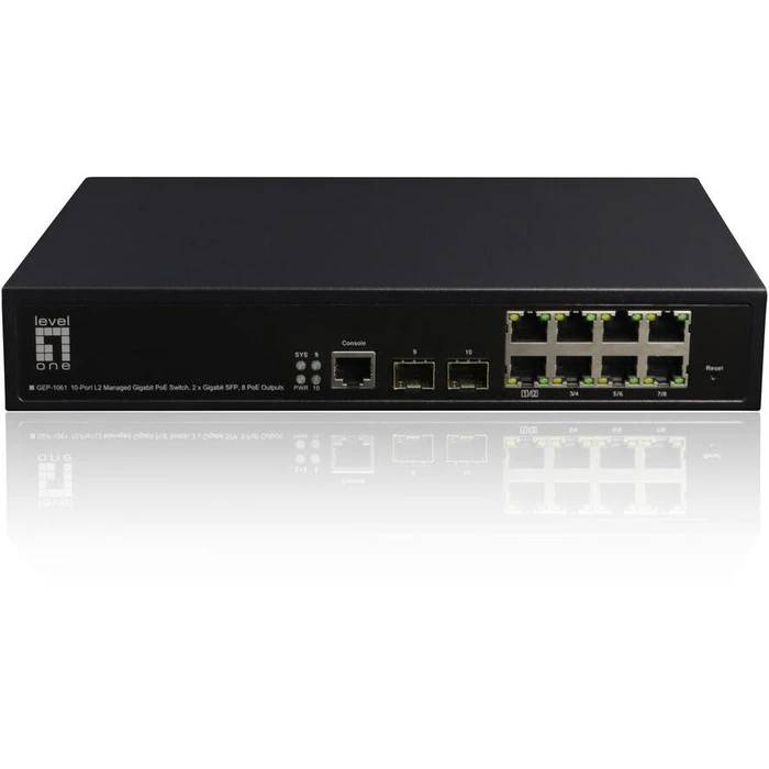 Network Switch LevelOne 10x GE GEP-1061 2xGSFP 125W 8xPoE