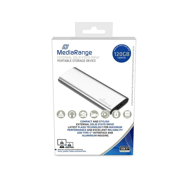 Σκληρός Δίσκος M.2 MediaRange Festplatte Gen2 USB Type-C 240GB ext. sil