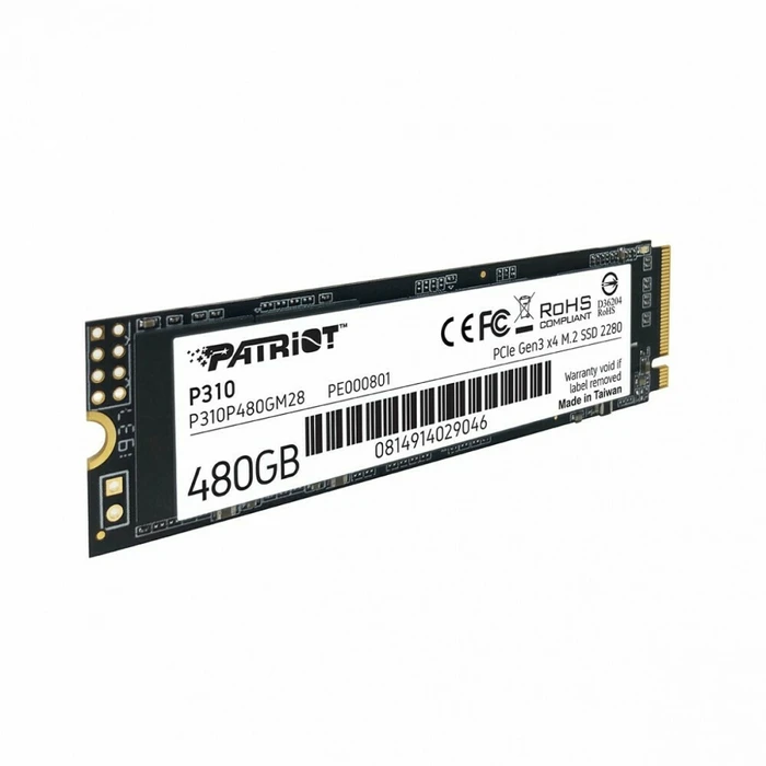 Σκληρός Δίσκος M.2 SSD 480GB Patriot P310 - PCI Express 3.0 x4 (NVMe)