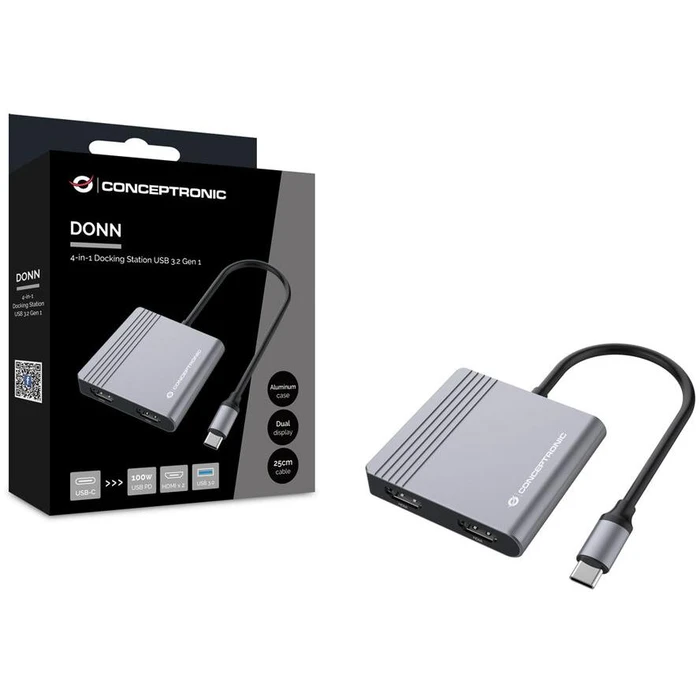 Docking Station Conceptronic USB-C->2xHDMI,USB-C PD,1xUSB3.0 0.25 gr
