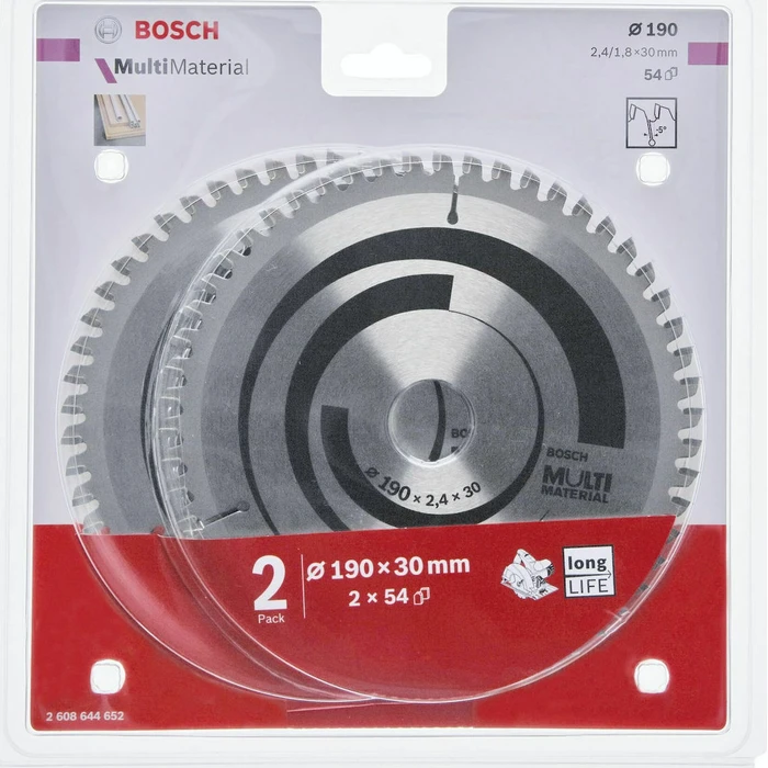 Δίσκοι Κοπής Bosch 2x Multi Material 190x30x2.4/1.8x54T
