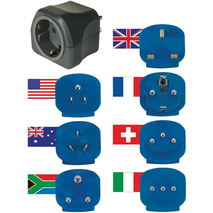 Aντάπτορας Ρεύματος travel set Brennenstuhl 7 plugs 10 A fuse