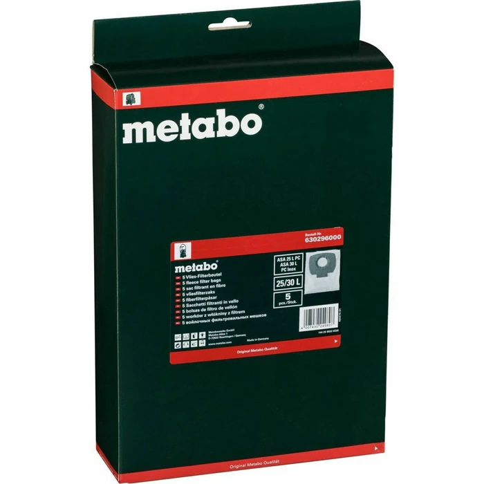 Σακούλες για Ηλεκτρική Σκούπα Metabo 5 Fleece Filter 25 l