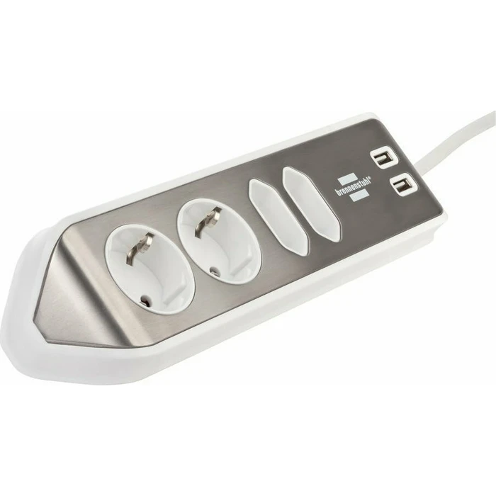 Πολύπριζο με USB Brennenstuhl estilo Corner 4-way Extension Lead silver/white