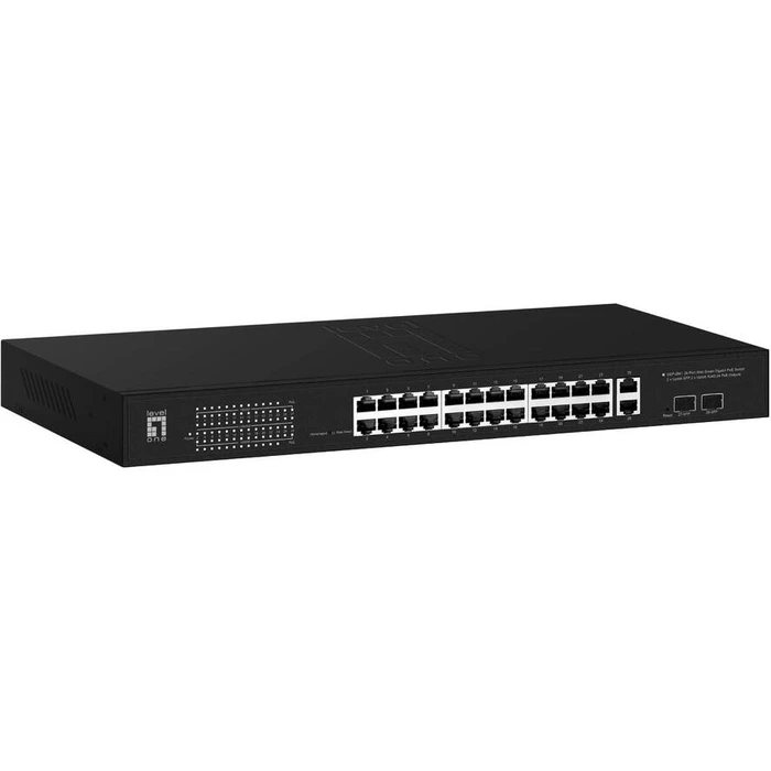 Network Switch LevelOne 24x GE GEP-2841 2xGSFP 19" 370W 24xPoE+