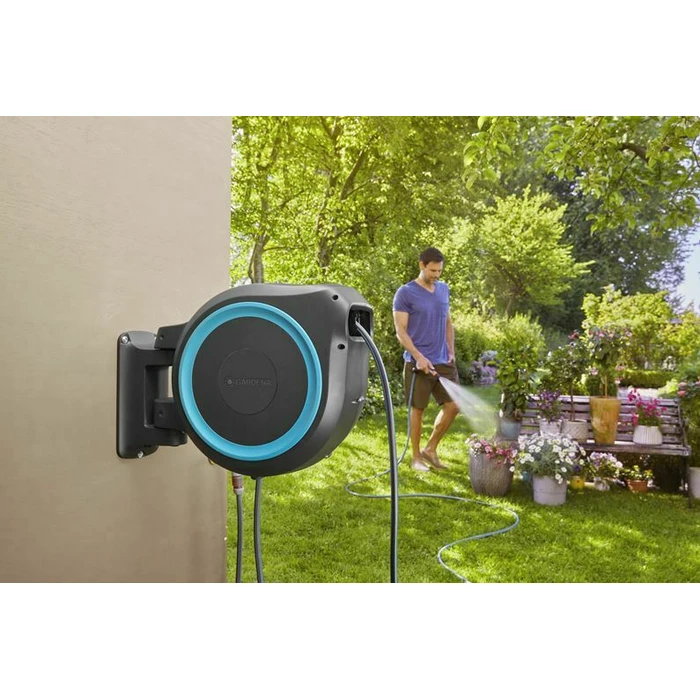 Αυτόματη Ανέμη Ποτίσματος Gardena Wall-mounted RollUp M/L (turquoise) 25 m
