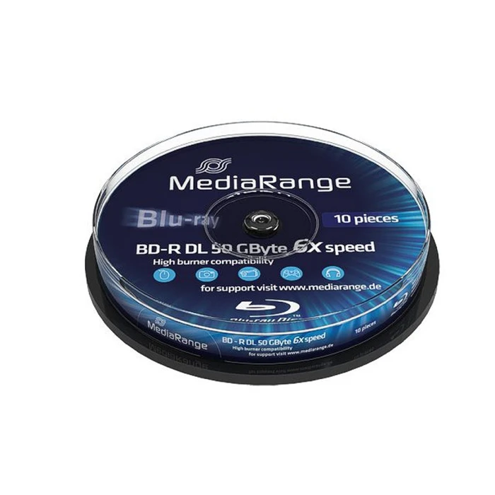 BD-R MediaRange Bluray 50GB 10pcs cake 6x Double Layer