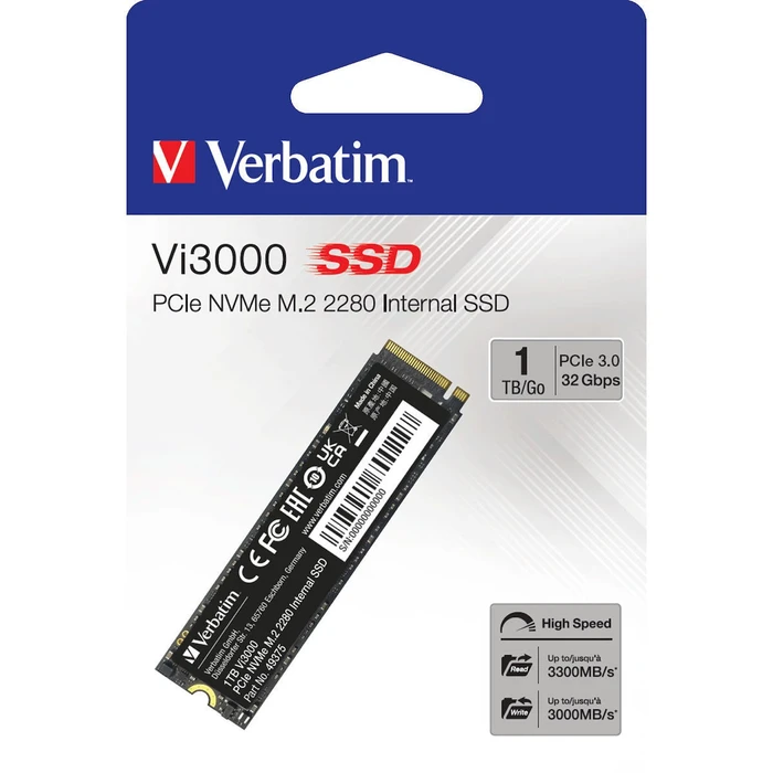 Σκληρός Δίσκος M.2 SSD 1TB Verbatim Vi3000 PCle NVMe 49375