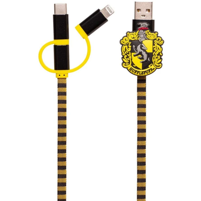 Καλώδιο ThumbsUp! Hogwarts Hufflepuff 3in1 Lightning/Micro/USB-C 1m